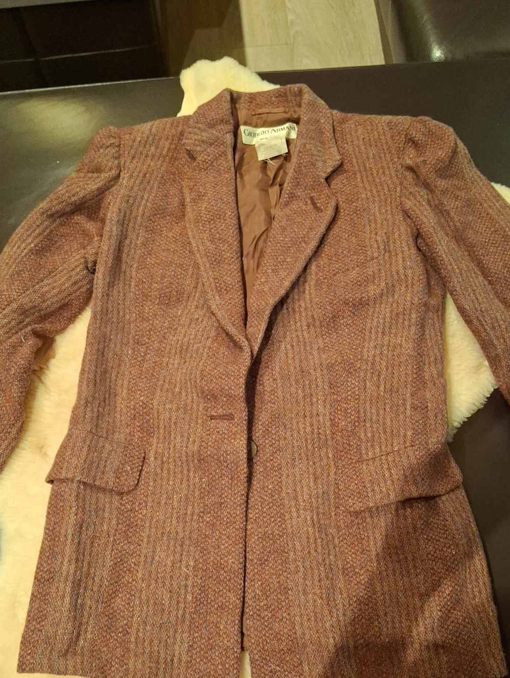 Giorgio Armani Women's Rust-Brown Tweed Blazer